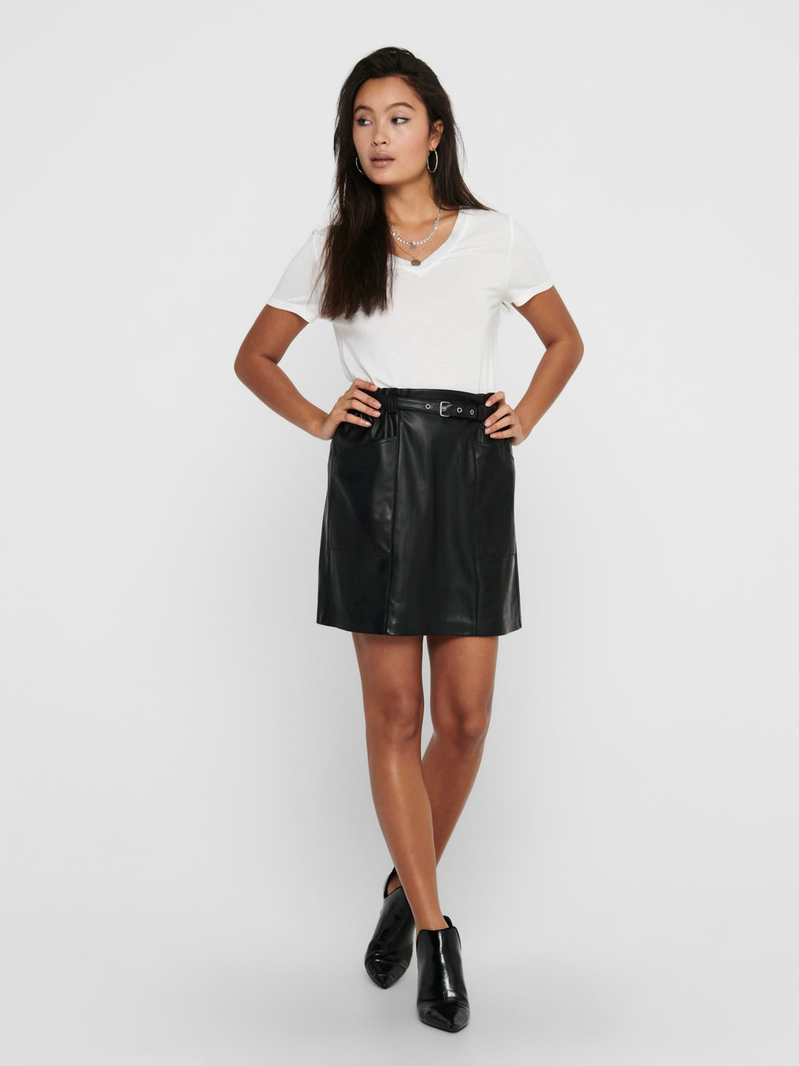 ONLHEIDI Faux Leather Skirt - Sort